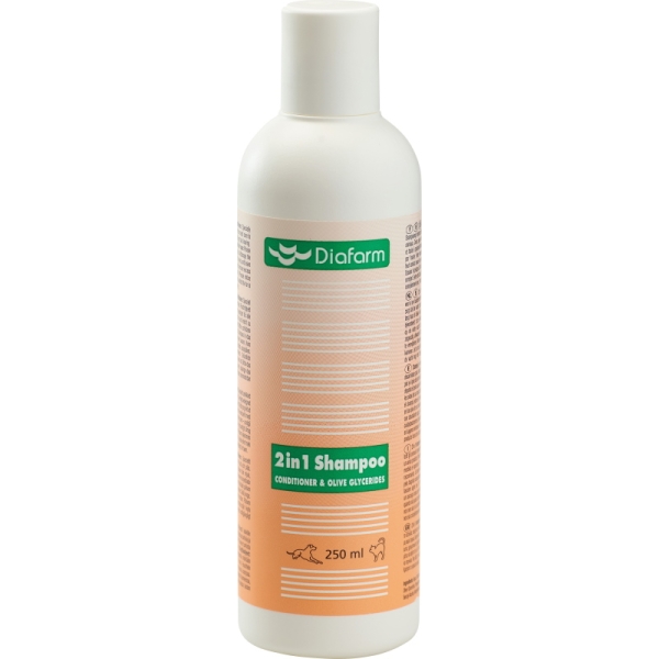 Diafarm 2 i 1 shampo til alle kjæledyr 250ml