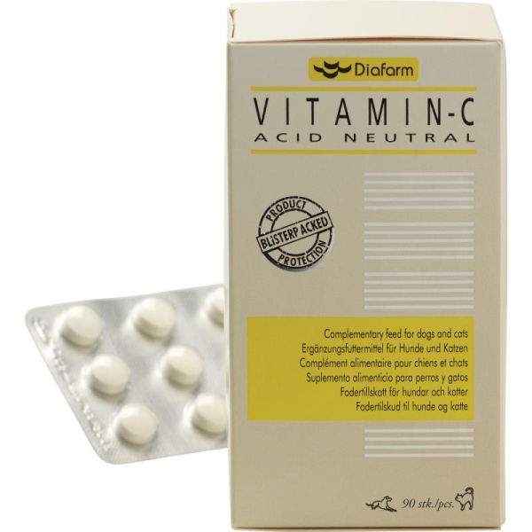Diafarm c-vitamin tabletter til hund og katt 90stk