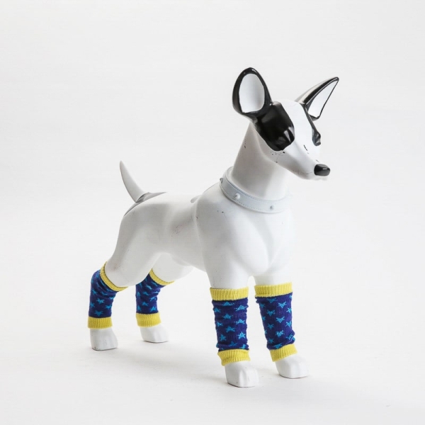 Blå-gule ➤➤ leggvarmere til hund. Hold hunden varm på beina, unngå søle på langhåret pels eller bare se trendy ut. Strikk i begge ender Leggings til hund.