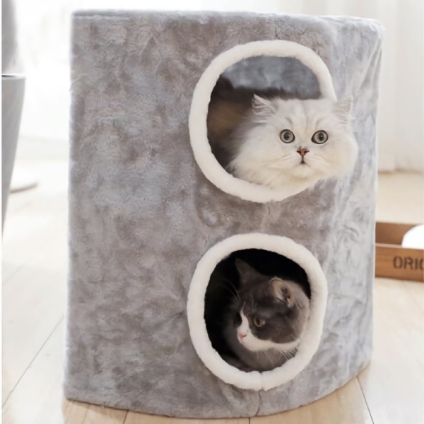 Kattestativ, kattehus, kattemøbel, klatrestativ katt, kattehus to etasjer