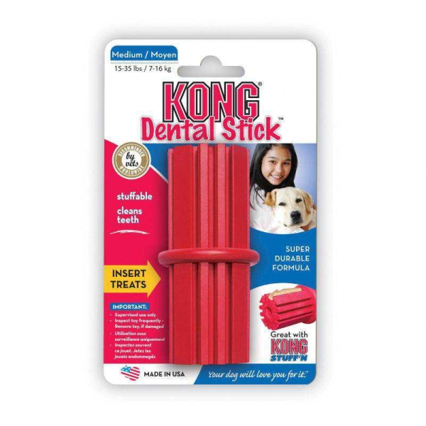 Kong Dental Sticks er en slitesterk og god leke for alle type hunder, men den passer utmerker til valper som klør i tennene da den masserer gommene.