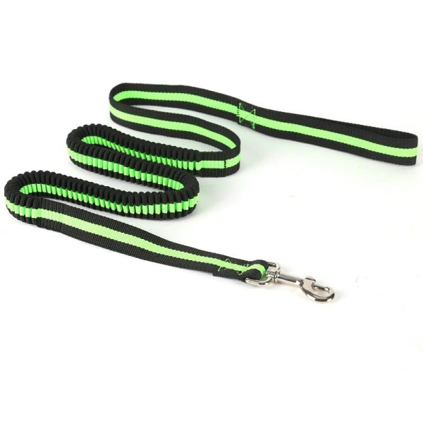 Solid elastisk hundebånd 120-150cm -grønn/svart. Fin å bruke på joggetur, til trening eller på den daglige gåturen. Anbefales til alle hunder for å unngå rykk. hundebånd, kobbel, leiebånd, hundelenke