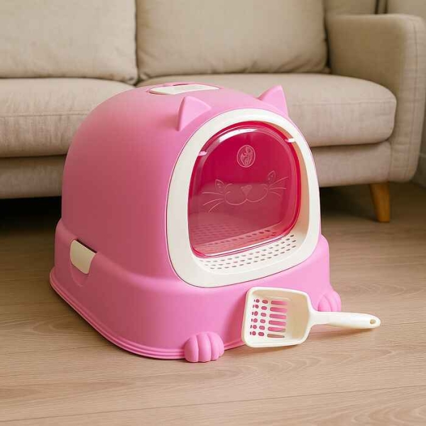kattedo, kattetoalett, do til katt, lukket kattedo, kattedo med skuff, kattedo med lokk rosa kattedo