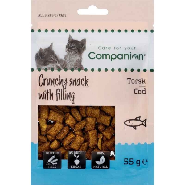 Godbiter til katt, godbiter til kattunge, kattesnack med fisk, kattegodbit med torsk, companion godbiter til katt