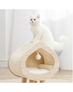 Eksklusivt kattekloremøbel i tre og sisal 46x40x30cm