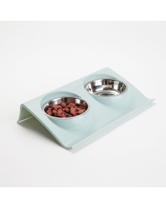 Dobbel matskål & vannskål for katt og hund i rustfritt stål