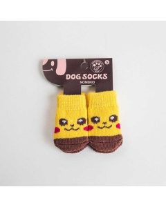 4-pack antiskli hundesokker | potesokker - Gult Ansikt