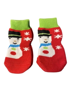 4-pack antiskli hundesokker - Snømann