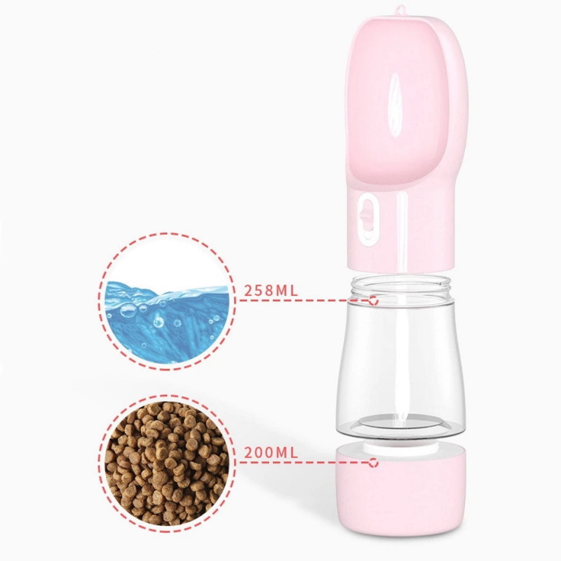 Movapet turflaske kombinert vannflaske og fôrbeholder Rosa Hund