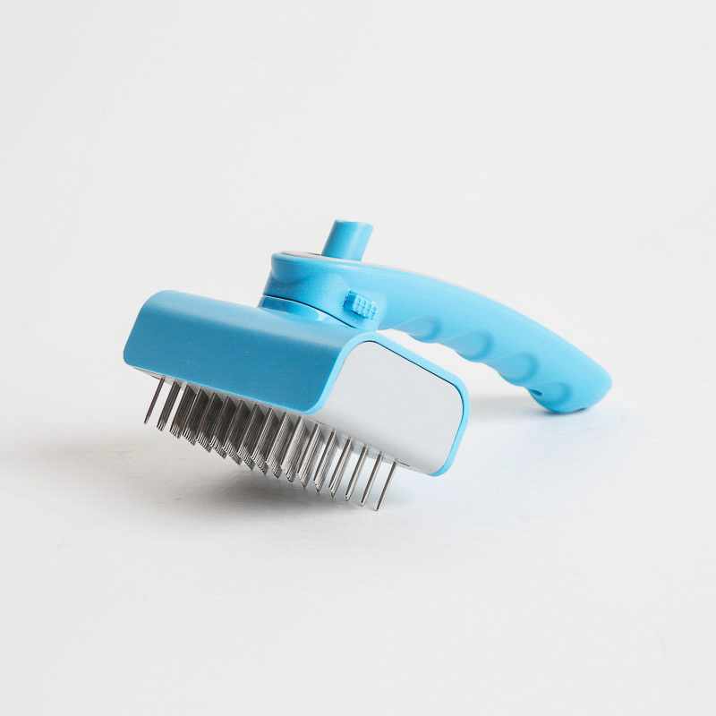 Product Image for Rustfri stål hundebøsrste med automatisk hårløsner - Blå